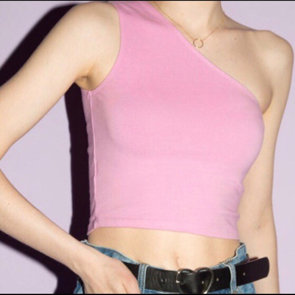 Pink brandy blythe one shoulder tank top